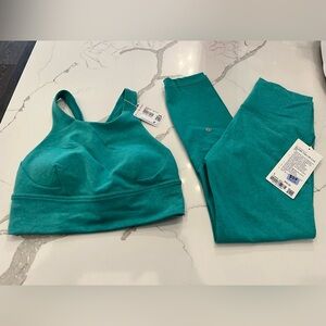 Lululemon Athletica Teal Sports Bra and Leggings Set